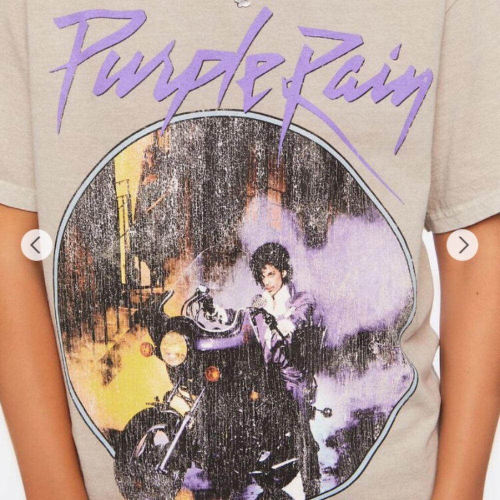 Women's Graphic Tee Prince Purple Rain Acid Wash XXL